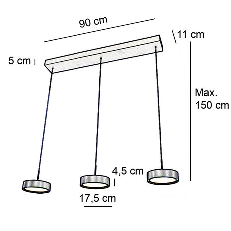 Freelight Hängeleuchte Alieno 3 Licht L 90 cm comfort lift beige