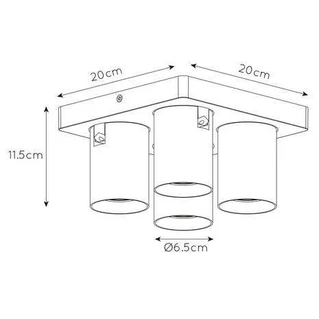Artdelight Spot Megano 4-Licht Quadrat Champagner Artdelight Spot Megano 4-Licht Quadrat Champagner