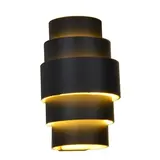 Artdelight Wandleuchte Rolls H 22 cm Schwarz Gold Artdelight Wandleuchte Rolls H 22 cm Schwarz Gold