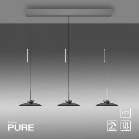 Neuhaus PURE Hängeleuchte Moon 3 Licht L 140 cm comfort lift dunkelgrau Neuhaus PURE Hängeleuchte Moon 3 Licht L 140 cm comfort lift dunkelgrau