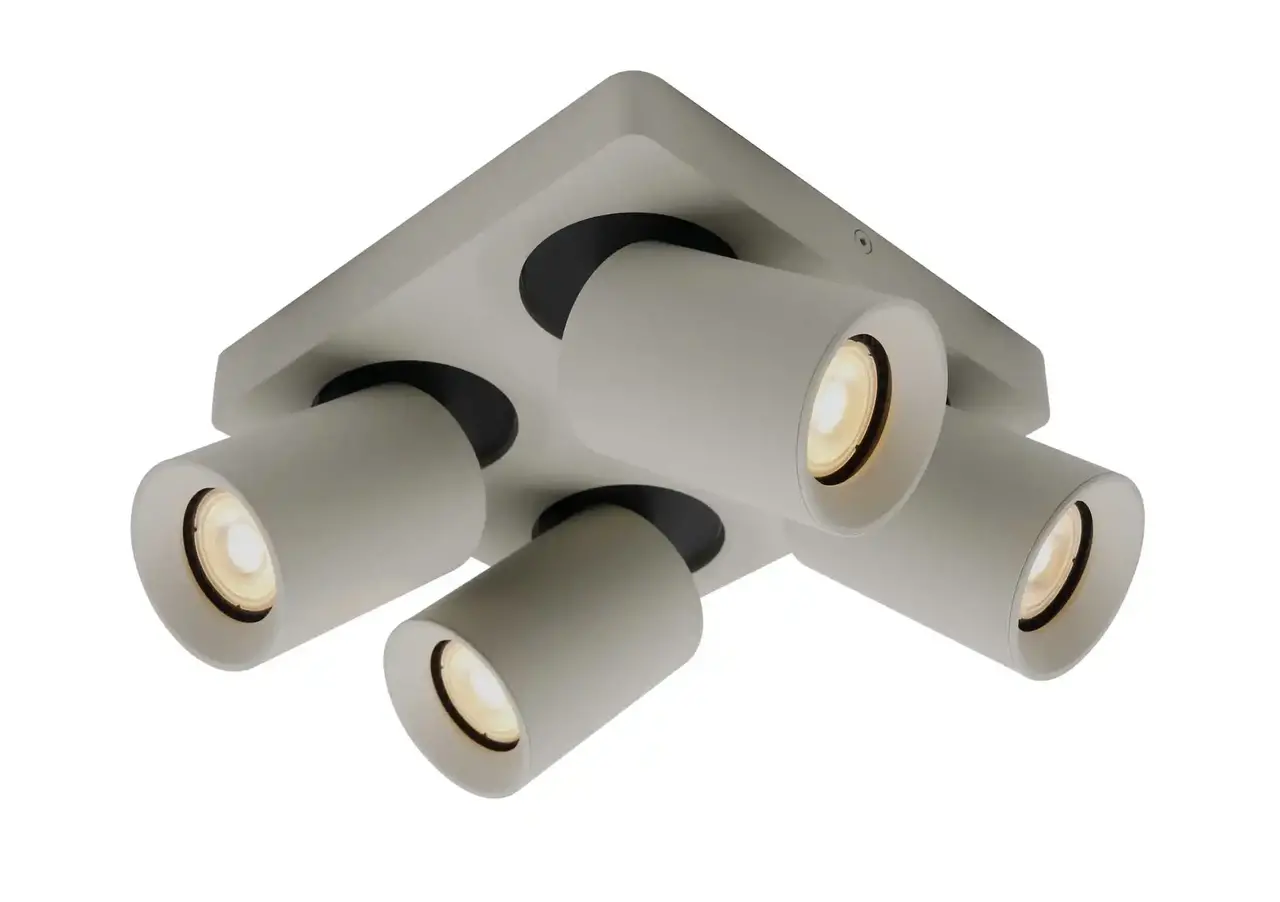 Artdelight Spot Megano 4-Licht Quadrat Seidengrau