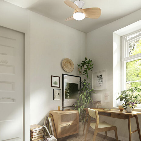 CristalRecord Deckenventilator Epona Mini Ø 64 cm Holz weiß