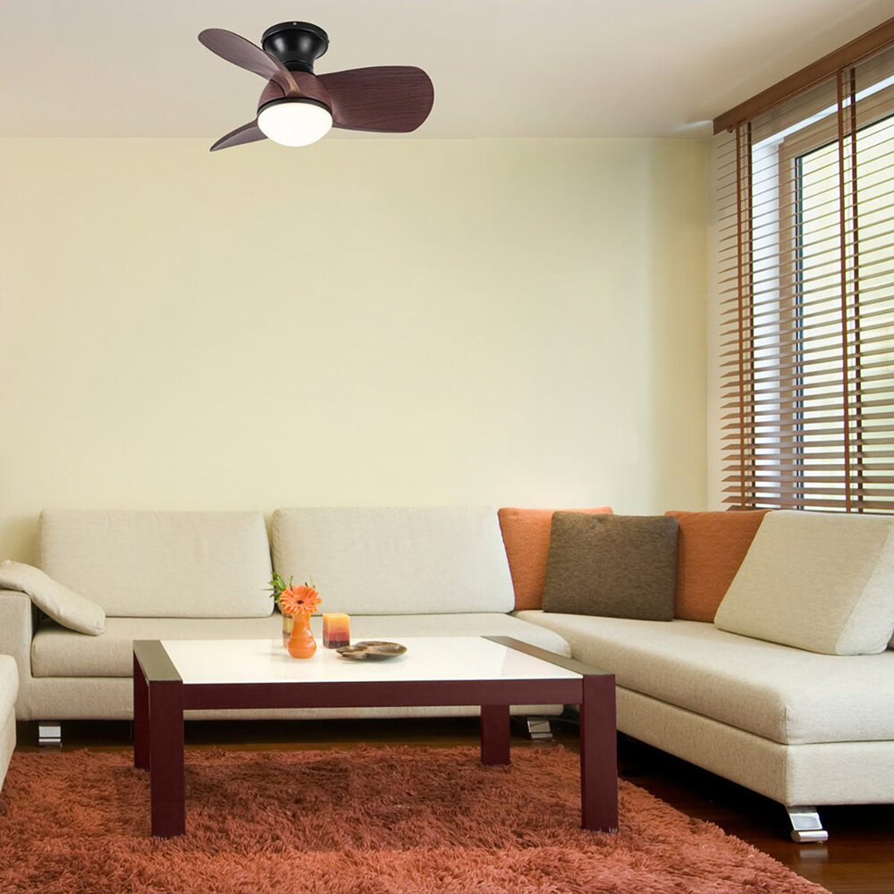 CristalRecord Deckenventilator Epona Mini Ø 64 cm Holz schwarz