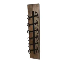 HSM Collection Weinregal Champin Wand 6 Flaschen H 100 cm Holz schwarz