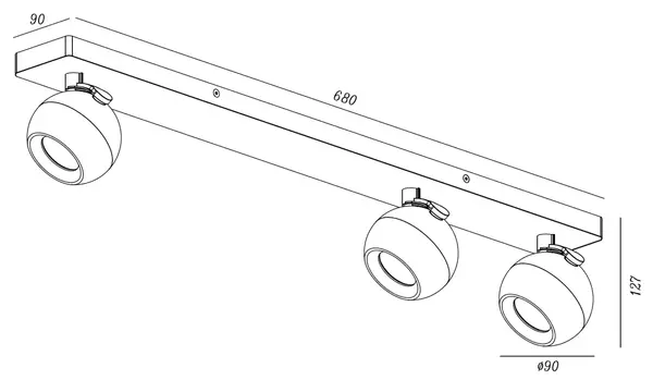 Artdelight Spot Bolero 3-Lichtbalken L 68 cm schwarz
