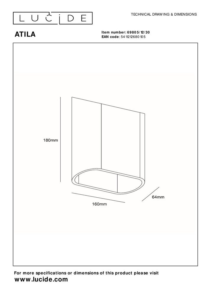 Lucide ATILA - Wandleuchte Innen/Außen - LED Dimb. - 2x5W 2700K - IP65 - Schwarz Lucide ATILA - Wandleuchte Innen/Außen - LED Dimb. - 2x5W 2700K - IP65 - Schwarz