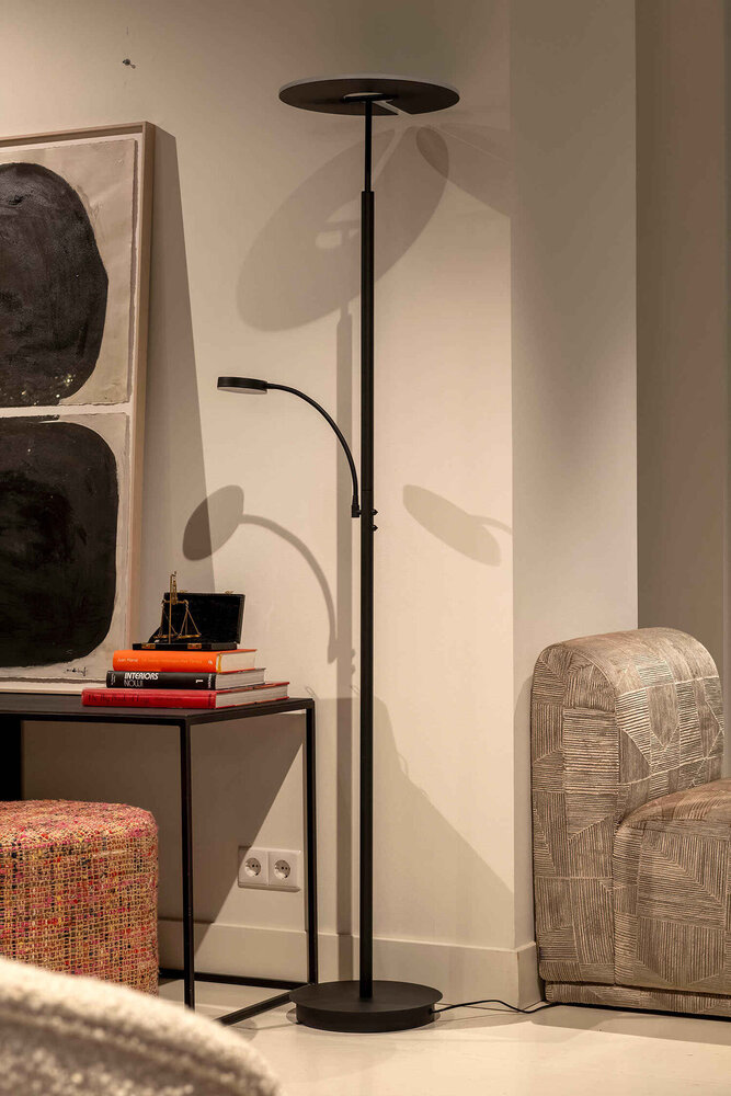 Artdelight Stehleuchte Riva 2 Licht H 180 cm schwarz