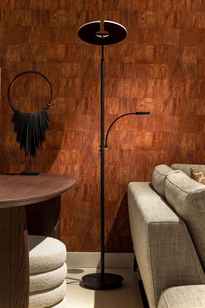 Artdelight Stehleuchte Riva 2 Licht H 180 cm schwarz