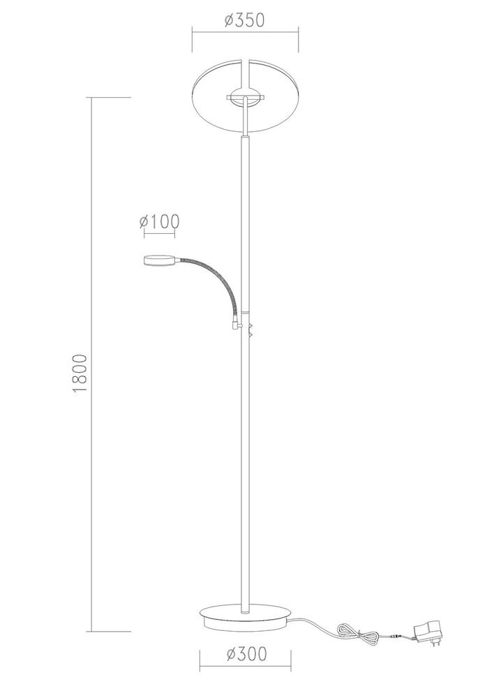 Artdelight Stehleuchte Riva 2 Licht H 180 cm schwarz