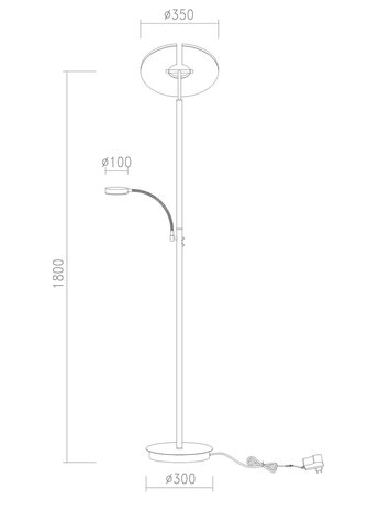 Artdelight Stehleuchte Riva 2 Licht H 180 cm schwarz