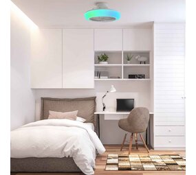 CristalRecord Deckenventilator Iris mit Lautsprecher Ø 45 cm RGB weiß