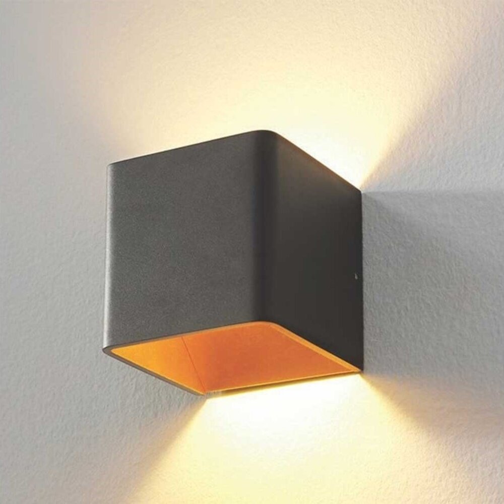 Artdelight Wandleuchte Fulda 10x10 cm gold schwarz Artdelight Wandleuchte Fulda 10x10 cm gold schwarz