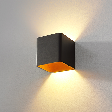 Artdelight Wandleuchte Fulda 10x10 cm gold schwarz Artdelight Wandleuchte Fulda 10x10 cm gold schwarz