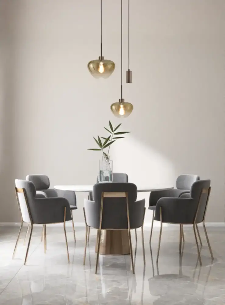 Masterlight Hängeleuchte Genua 3-Licht Ø 35 cm Bernstein Kakao