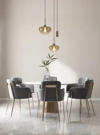 Masterlight Hängeleuchte Genua 3-Licht Ø 35 cm Bernstein Kakao