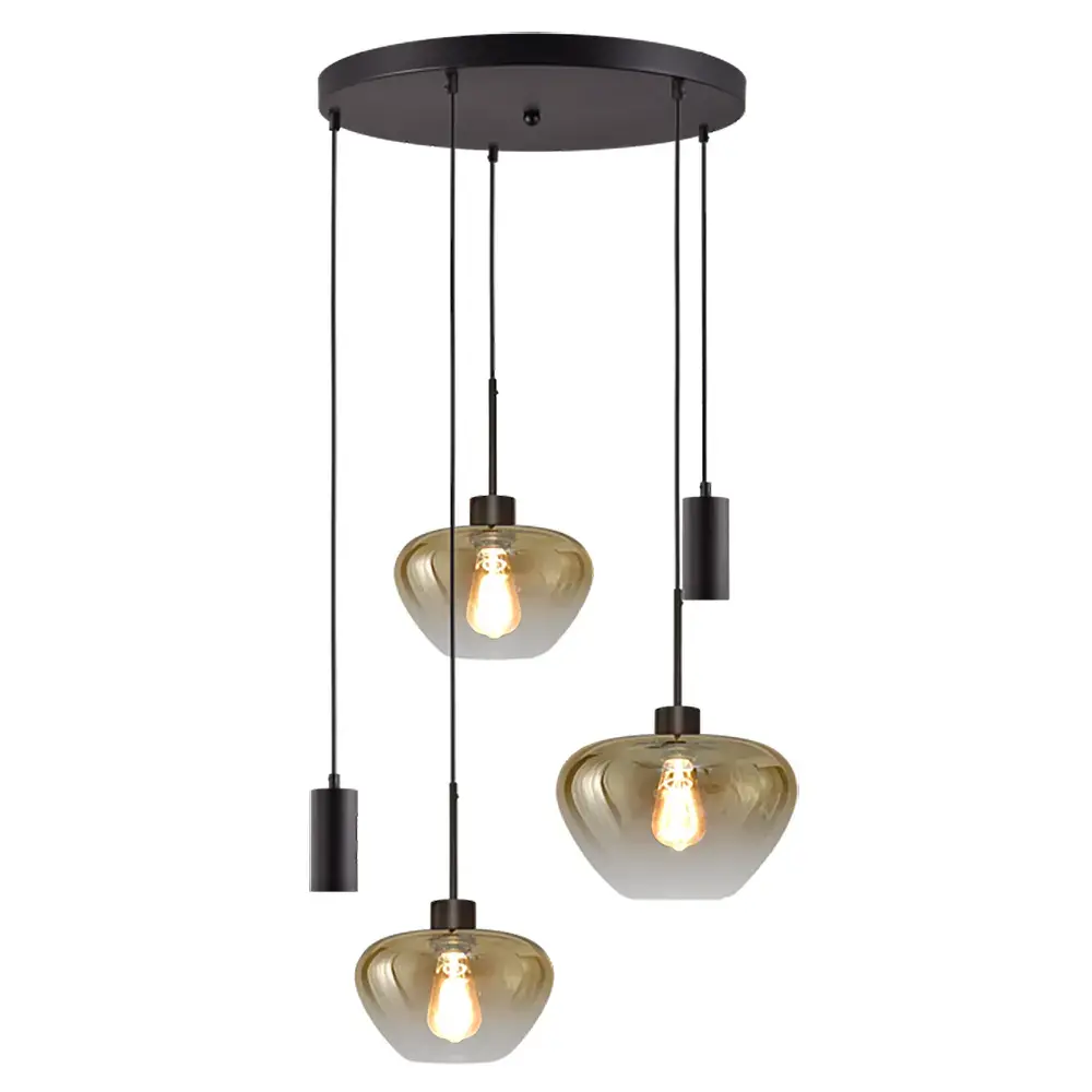 Masterlight Hängeleuchte Genua 5-Licht Ø 50 cm Bernstein schwarz