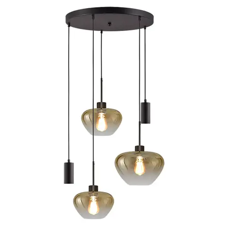 Masterlight Hängeleuchte Genua 5-Licht Ø 50 cm Bernstein schwarz