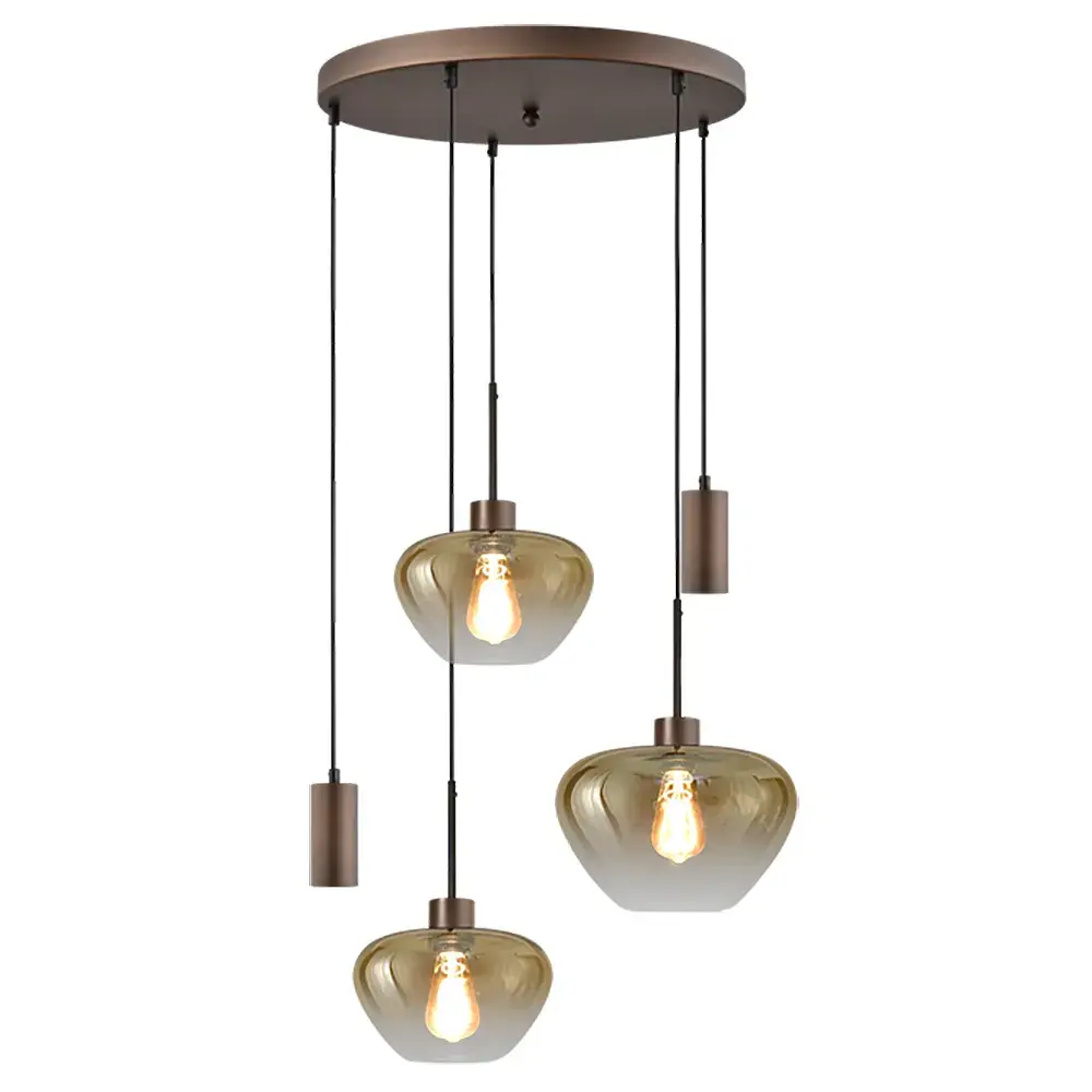 Masterlight Hängeleuchte Genua 5-Licht Ø 50 cm Bernstein Kakao