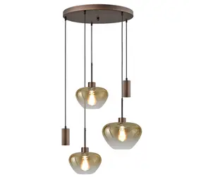 Masterlight Hängeleuchte Genua 5-Licht Ø 50 cm Bernstein Kakao