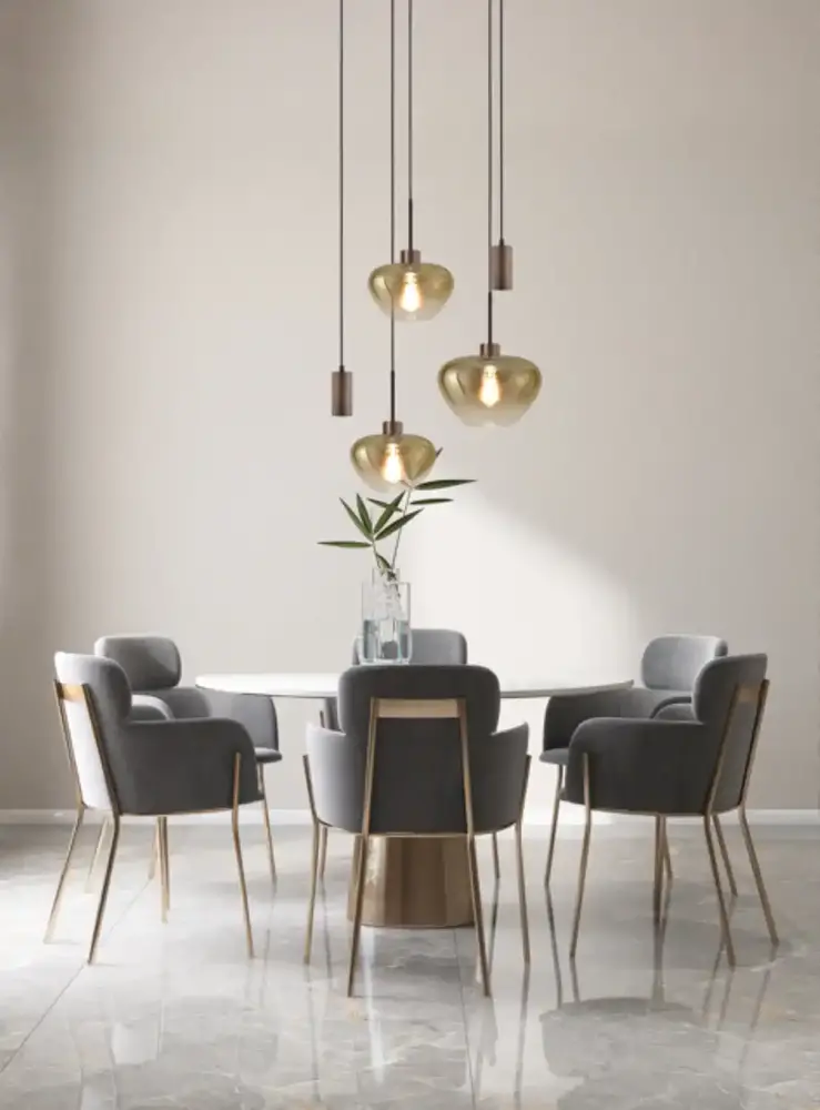 Masterlight Hängeleuchte Genua 5-Licht Ø 50 cm Bernstein Kakao