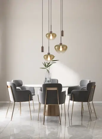 Masterlight Hängeleuchte Genua 5-Licht Ø 50 cm Bernstein Kakao