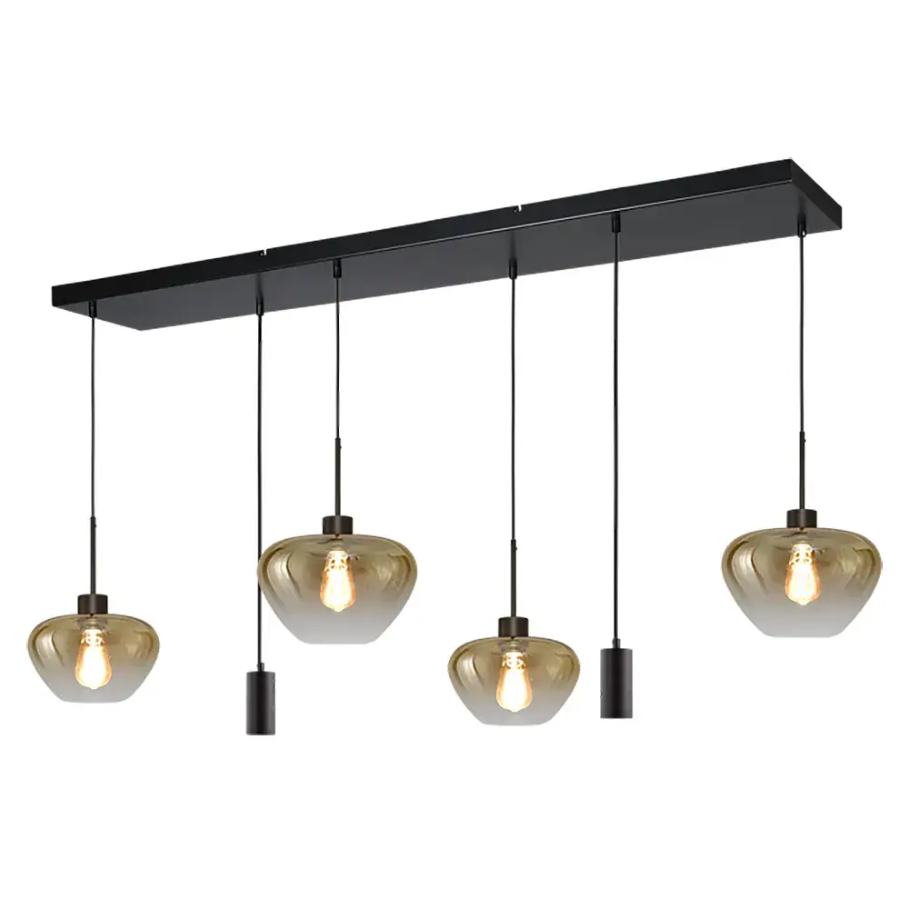 Masterlight Hängeleuchte Genua 6-flammig L 130 cm Bernstein schwarz