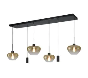 Masterlight Hängeleuchte Genua 6-flammig L 130 cm Bernstein schwarz