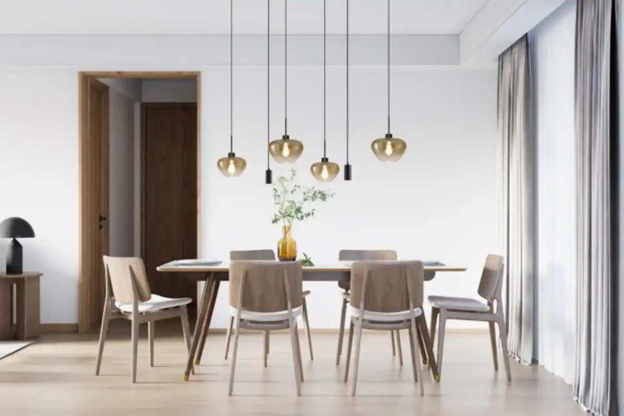 Masterlight Hängeleuchte Genua 6-flammig L 130 cm Bernstein schwarz