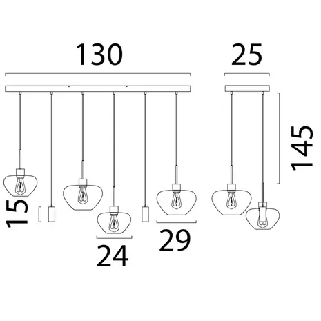 Masterlight Hängeleuchte Genua 6-flammig L 130 cm Bernstein Kakao