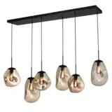 Masterlight Hängeleuchte Lava 6-fach L 130 cm Bernstein schwarz