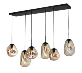 Masterlight Hängeleuchte Lava 6-fach L 130 cm Bernstein schwarz