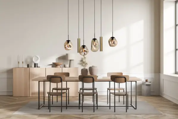 Masterlight Hängeleuchte Lava 4 + 2 Lichter L 130 cm bernsteinfarben schwarz