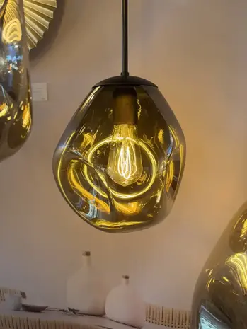 Masterlight Hängeleuchte Lava 4 + 2 Lichter L 130 cm bernsteinfarben schwarz