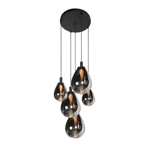 Mexlite Hängeleuchte Glimsy 5 Licht Ø 45 cm schwarz