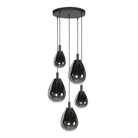 Mexlite Hängeleuchte Glimsy 5 Licht Ø 45 cm schwarz