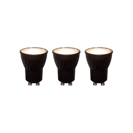 Lucide MR11 * 3 - LED Birne - Ø 3,5 cm - LED Dimb. - GU10 - 3x3,8W 2700K - Schwarz - 3er Set