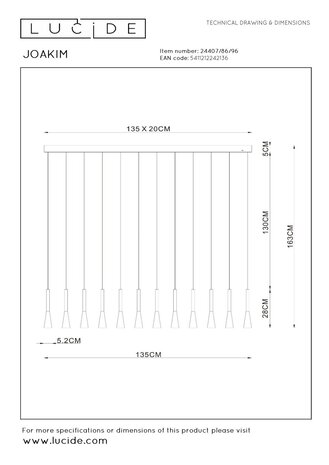 Lucide Premium JOAKIM - Hängeleuchte - LED Dimb. - CCT - 12x7W 2700K/4000K - Kaffee