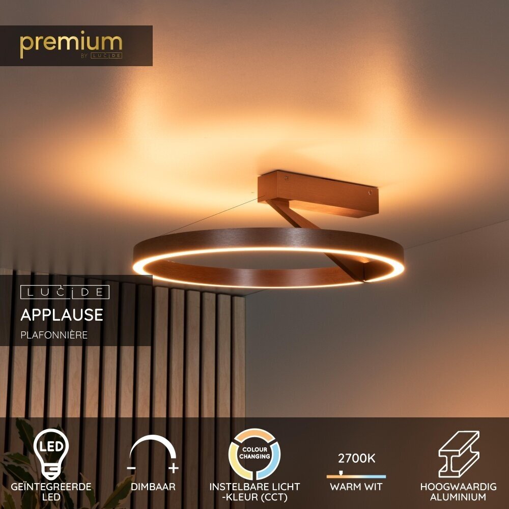 Lucide Premium APPLAUSE - Deckenleuchte - Ø 40 cm - LED Dimb. - CCT - 1x30W 2700K/4000K - Kaffee Lucide Premium APPLAUSE - Deckenleuchte - Ø 40 cm - LED Dimb. - CCT - 1x30W 2700K/4000K - Kaffee