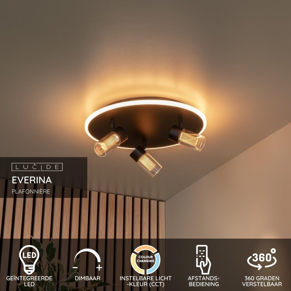 Lucide EVERINA - Deckenleuchte - Ø 40 cm - LED Dimb. - CCT - 2200K/6500K - Schwarz Lucide EVERINA - Deckenleuchte - Ø 40 cm - LED Dimb. - CCT - 2200K/6500K - Schwarz