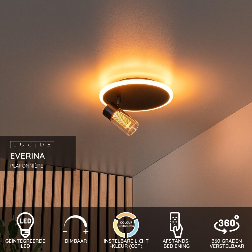 Lucide EVERINA - Deckenleuchte - Ø 23 cm - LED Dimb. - CCT - 2200K/6500K - Schwarz Lucide EVERINA - Deckenleuchte - Ø 23 cm - LED Dimb. - CCT - 2200K/6500K - Schwarz