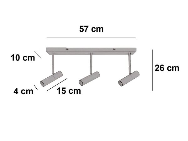 Freelight Spot Undici 3-Licht L 57 cm beige
