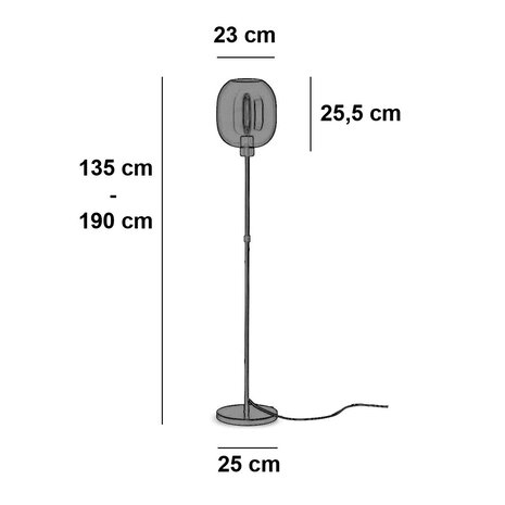 Highlight Stehleuchte Bellini H 134-190 cm rauch schwarz Highlight Stehleuchte Bellini H 134-190 cm rauch schwarz