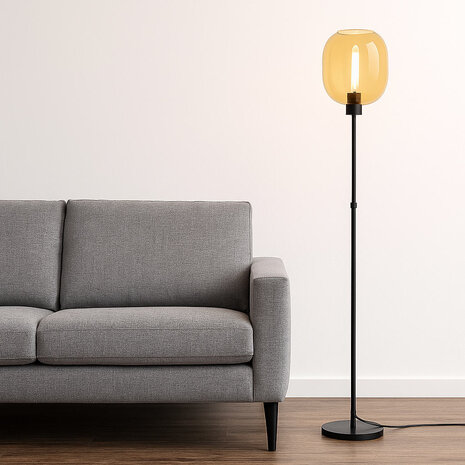 Highlight Stehleuchte Bellini H 134-190 cm bernsteinfarben schwarz