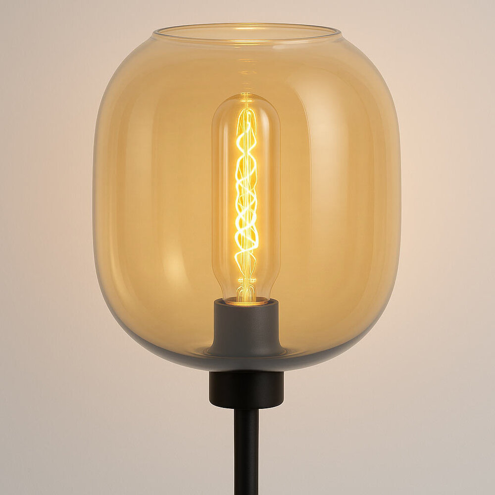 Highlight Stehleuchte Bellini H 134-190 cm bernsteinfarben schwarz