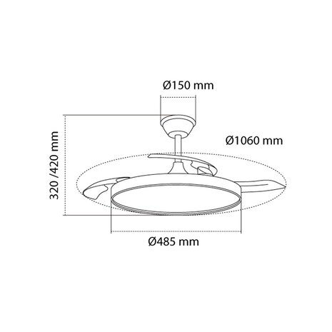 CristalRecord Deckenventilator Polaris Ø 106 cm schwarz
