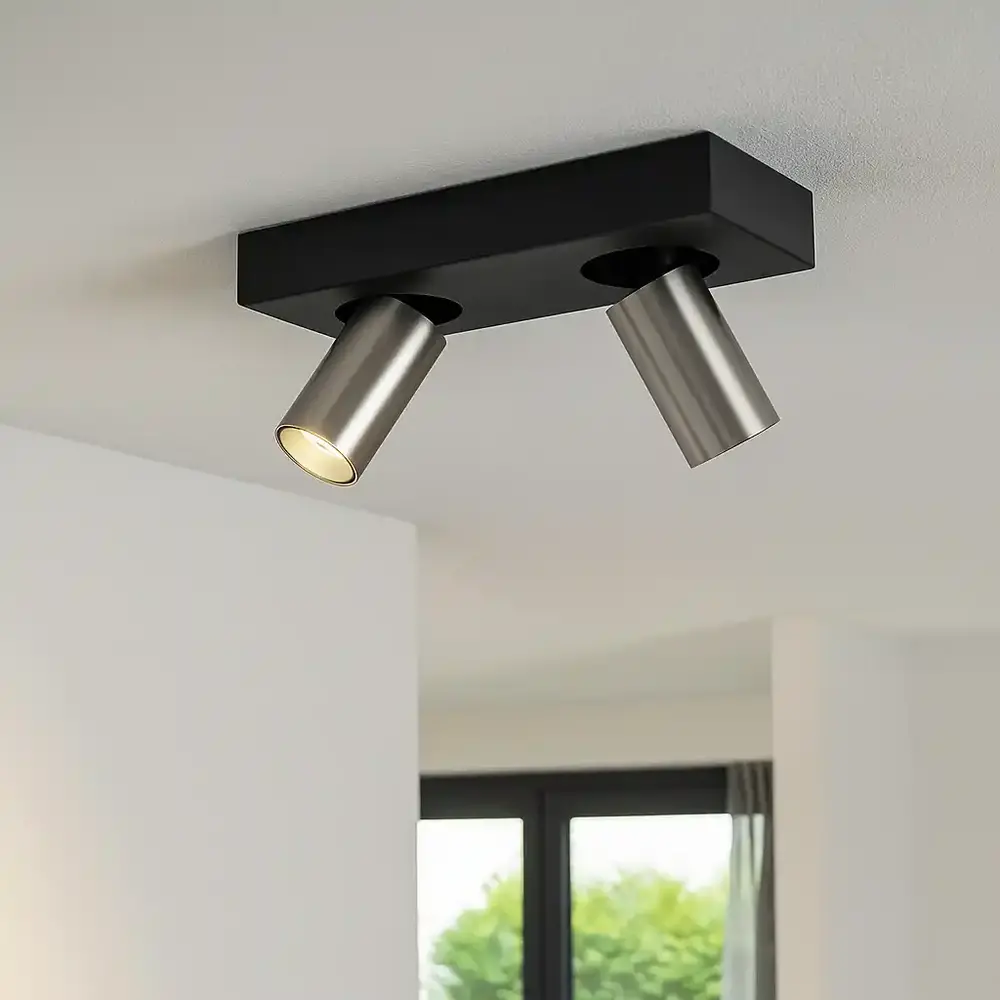 Highlight Spot Eliano 2-Licht L 24 cm Schwarz Matt Chrom