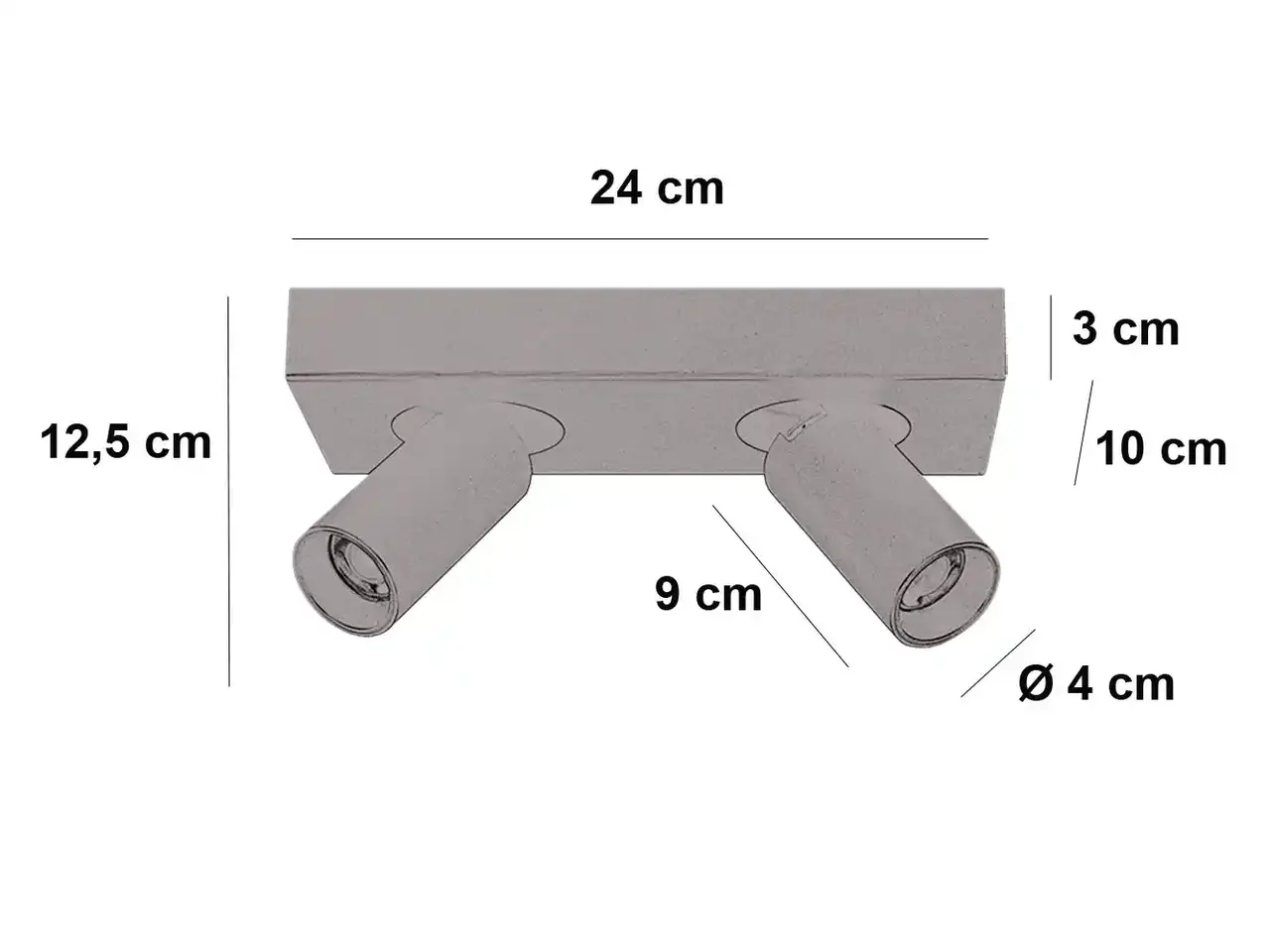 Highlight Spot Eliano 2-Licht L 24 cm Schwarz Matt Chrom
