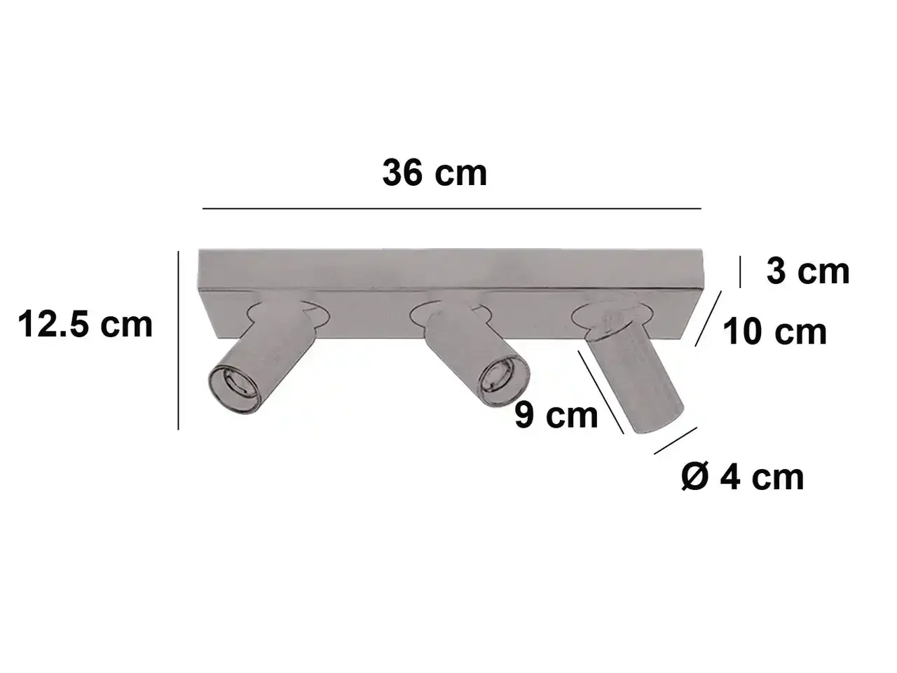 Highlight Spot Eliano 3-Licht L 36 cm Schwarz Matt Chrom
