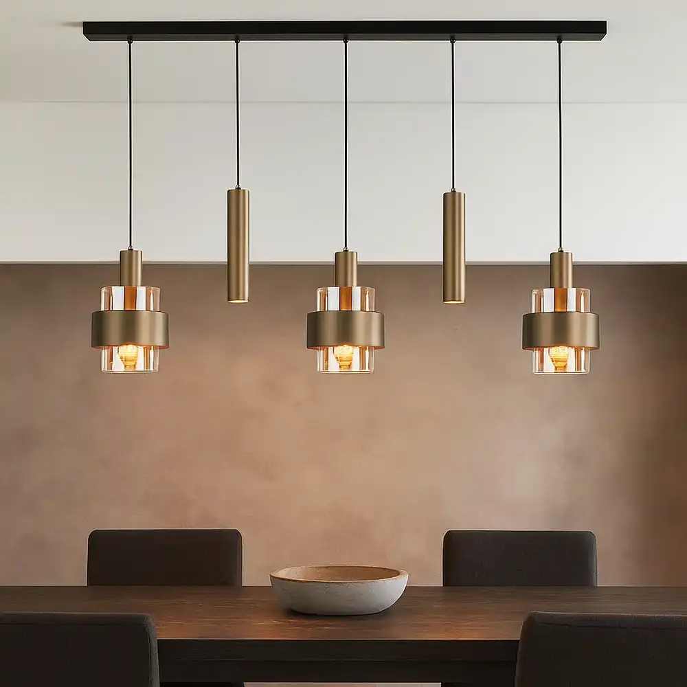 Highlight Hängeleuchte Marrone 5 Licht L 120 cm Bronze Highlight Hängeleuchte Marrone 5 Licht L 120 cm Bronze