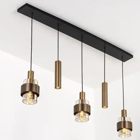 Highlight Hängeleuchte Marrone 5 Licht L 120 cm Bronze Highlight Hängeleuchte Marrone 5 Licht L 120 cm Bronze